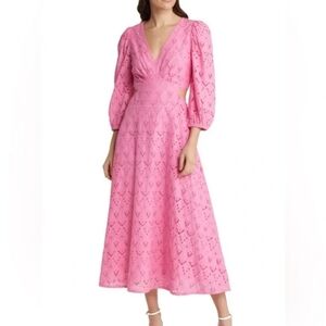 Chelsea28 Pink Long Sleeve Lace Dress